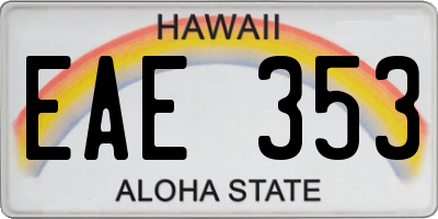 HI license plate EAE353