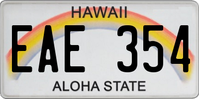 HI license plate EAE354