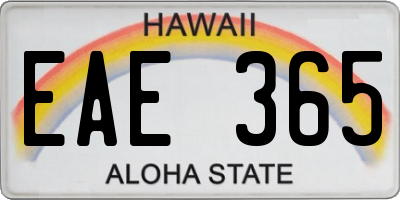 HI license plate EAE365