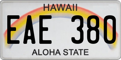 HI license plate EAE380
