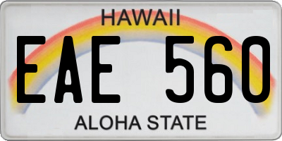 HI license plate EAE560