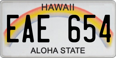 HI license plate EAE654