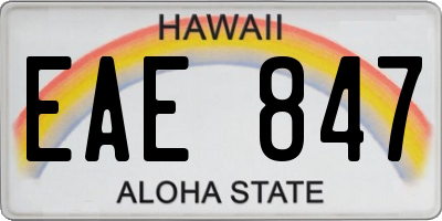 HI license plate EAE847