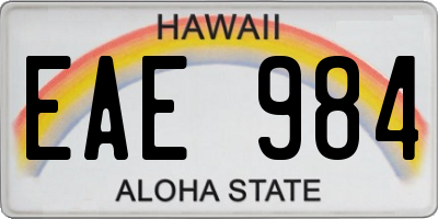 HI license plate EAE984