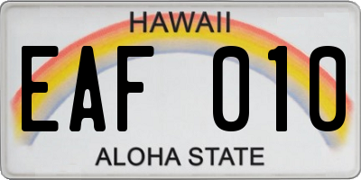 HI license plate EAF010