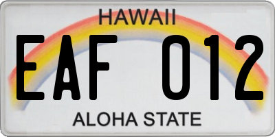 HI license plate EAF012