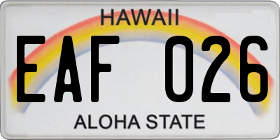 HI license plate EAF026