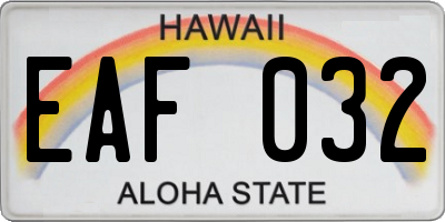 HI license plate EAF032