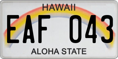 HI license plate EAF043