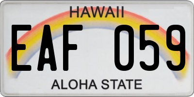 HI license plate EAF059