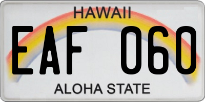 HI license plate EAF060
