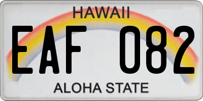 HI license plate EAF082