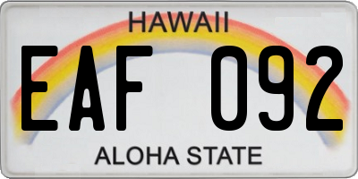 HI license plate EAF092