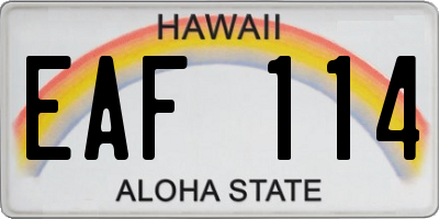 HI license plate EAF114