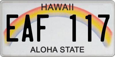 HI license plate EAF117