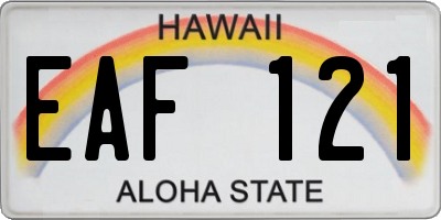 HI license plate EAF121