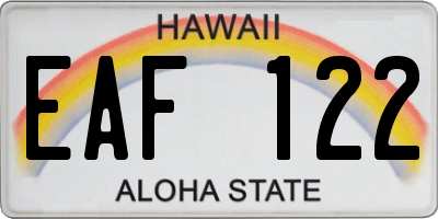 HI license plate EAF122