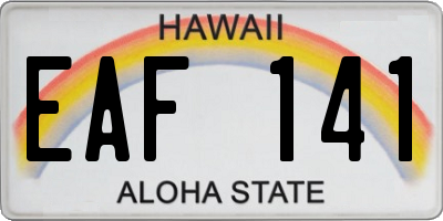 HI license plate EAF141