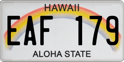 HI license plate EAF179