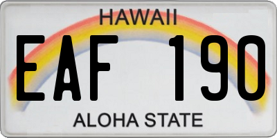 HI license plate EAF190