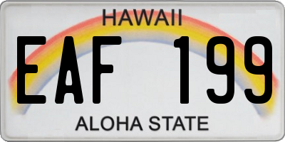 HI license plate EAF199