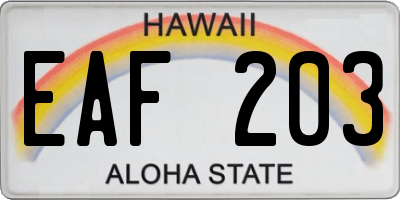 HI license plate EAF203