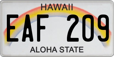 HI license plate EAF209