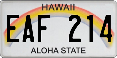 HI license plate EAF214