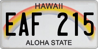 HI license plate EAF215