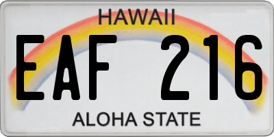 HI license plate EAF216