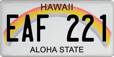 HI license plate EAF221