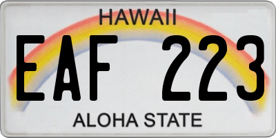 HI license plate EAF223