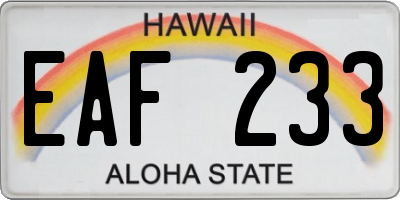 HI license plate EAF233