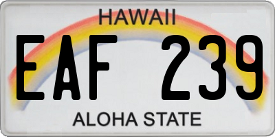 HI license plate EAF239