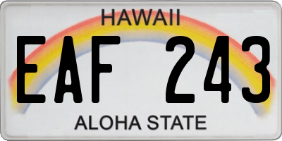 HI license plate EAF243