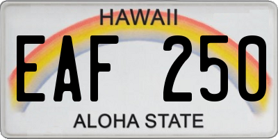 HI license plate EAF250
