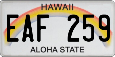 HI license plate EAF259