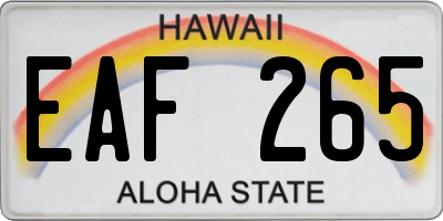 HI license plate EAF265