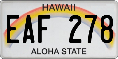 HI license plate EAF278