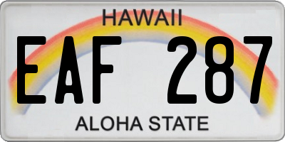 HI license plate EAF287