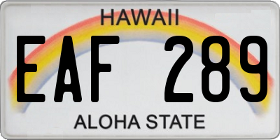 HI license plate EAF289