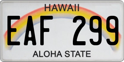HI license plate EAF299