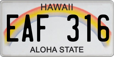 HI license plate EAF316