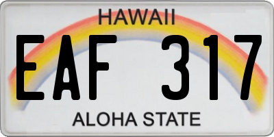 HI license plate EAF317