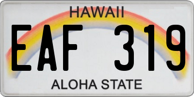 HI license plate EAF319