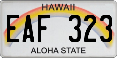 HI license plate EAF323