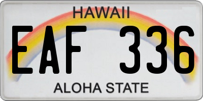 HI license plate EAF336