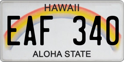 HI license plate EAF340