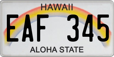 HI license plate EAF345