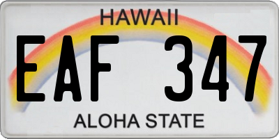 HI license plate EAF347
